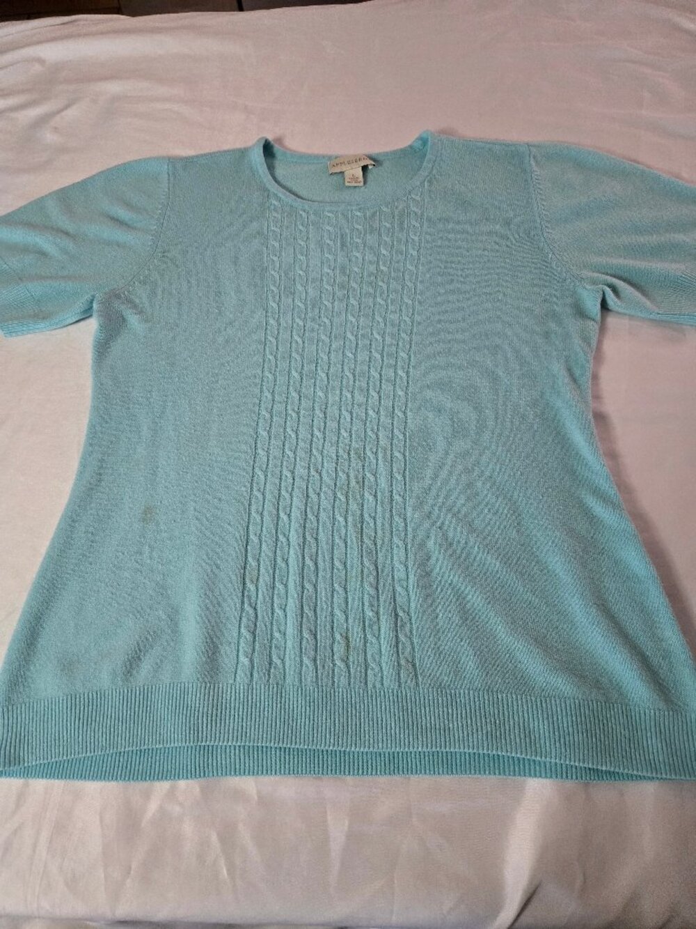 Appleseed s Women s Blue Short Sleeve Bouse (L)